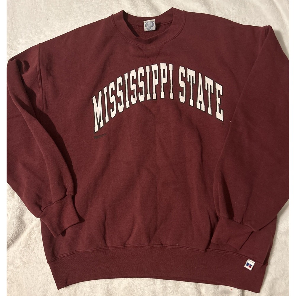 Vintage Russell Athletic Mississippi State Sweatshirt XL Made USA Maroon
